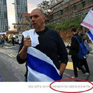 אלי שרביט בהפגנה נגד הרפורמה המשפטית